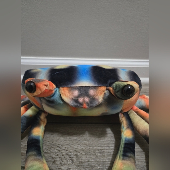 Crab Plush Stuffed Animal With 10 Legs 9" x 7" Colorful Tie Dye Soft Oceanlife - Picture 2 of 7